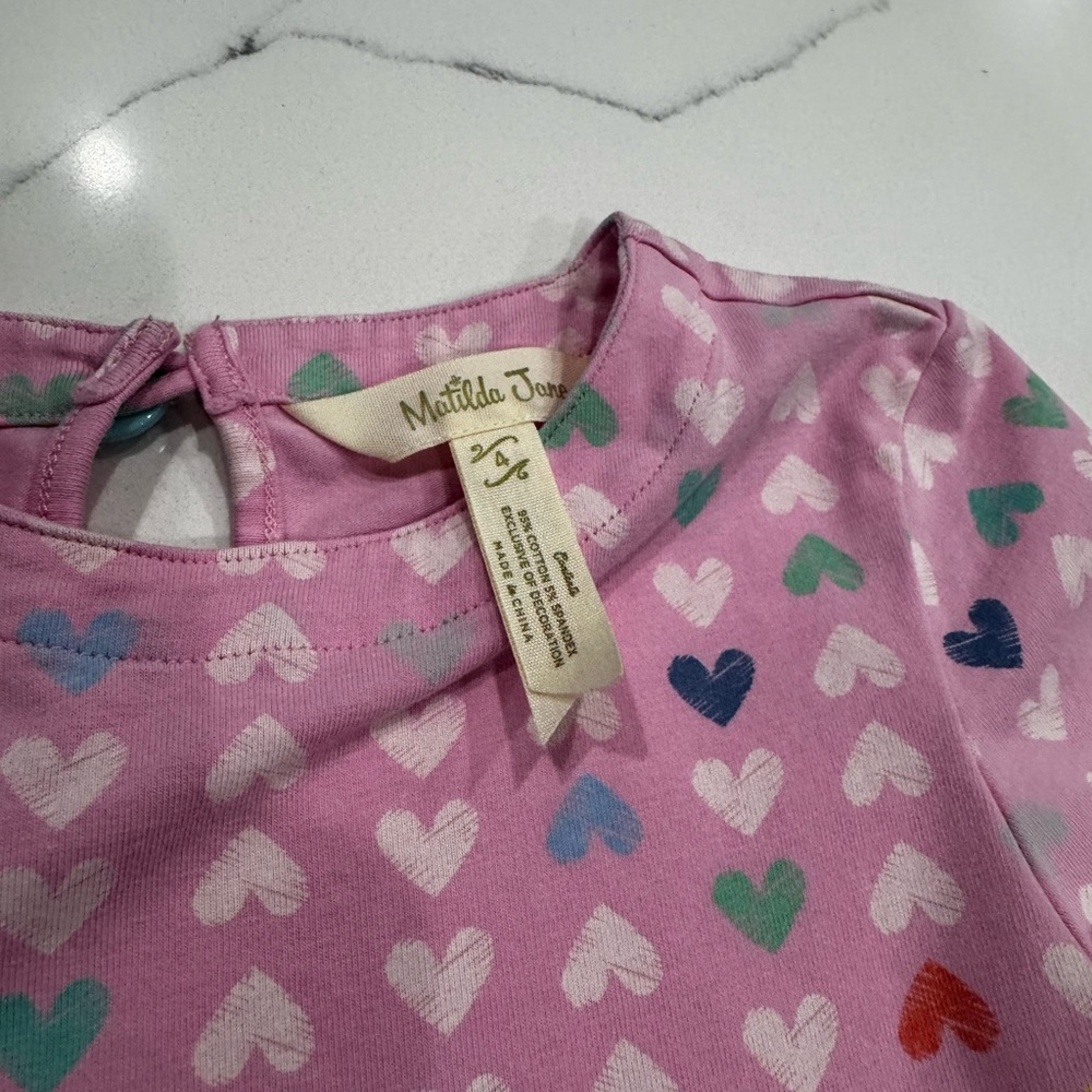 Matilda Jane Pink Heart Patterned Kids Dress 4T - Picture 2 of 3